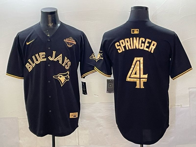 Men Toronto Blue Jays #4 Springer Black Gold 5th Throwback 2026 Nike MLB Jersey style 01->toronto blue jays->MLB Jersey